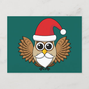 Santa Claus Owl Feiertagspostkarte