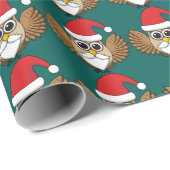 Santa Claus Owl Geschenkpapier (Rolleneckpunkt)