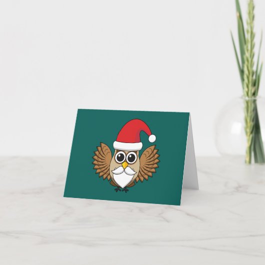 Santa Claus Owl Karte (Vorderseite)