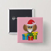Santa Claus Owl mit Geschenken Button (Vorne & Hinten)