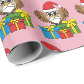 Santa Claus Owl mit Geschenken Geschenkpapier (Rolleneckpunkt)