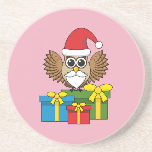 Santa Claus Owl mit Geschenken Getränkeuntersetzer