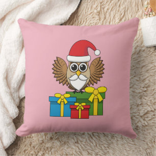 Santa Claus Owl mit Geschenken Kissen