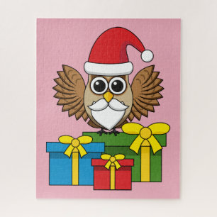 Santa Claus Owl mit Geschenken Puzzle