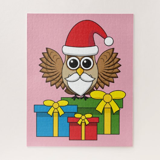 Santa Claus Owl mit Geschenken Puzzle (Vertikal)