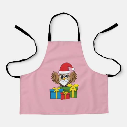 Santa Claus Owl mit Geschenken Schürze (Vorderseite)