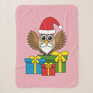 Santa Claus Owl mit Geschenken Sherpadecke