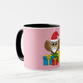 Santa Claus Owl mit Geschenken Tasse (Vorderseite Links)