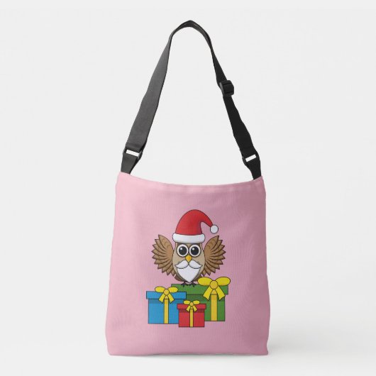 Santa Claus Owl mit Geschenken Tragetaschen Mit Langen Trägern (Vorderseite)
