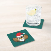 Santa Claus Owl Rechteckiger Pappuntersetzer (Vor Ort)