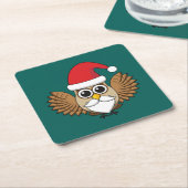Santa Claus Owl Rechteckiger Pappuntersetzer (angewinkelt)
