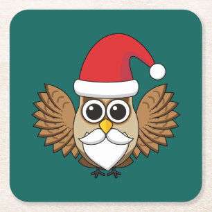 Santa Claus Owl Rechteckiger Pappuntersetzer