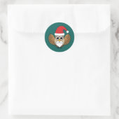 Santa Claus Owl Runder Aufkleber (Tasche)