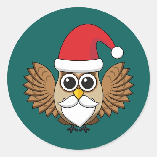 Santa Claus Owl Runder Aufkleber (Vorderseite)