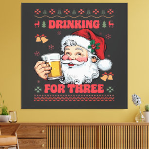 Santa Claus Paar Weihnachten Trinken Leinwanddruck