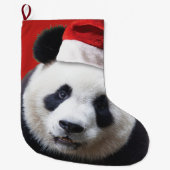 Santa Claus Panda Bear Großer Weihnachtsstrumpf (Vorderseite)