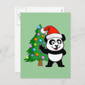 Santa Claus Panda Feiertagspostkarte (Vorne/Hinten)
