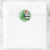 Santa Claus Panda Runder Aufkleber (Tasche)