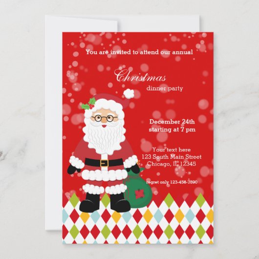 Santa Claus Party * Farbe wählen Einladung (Vorderseite)