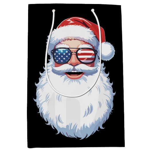 Santa Claus Patriotic USA Sonnenbrille Weihnachten Mittlere Geschenktüte (Vorderseite)