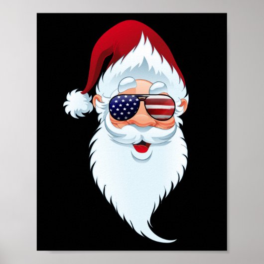 Santa Claus Patriotic USA Sonnenbrille Weihnachten Poster (Vorne)