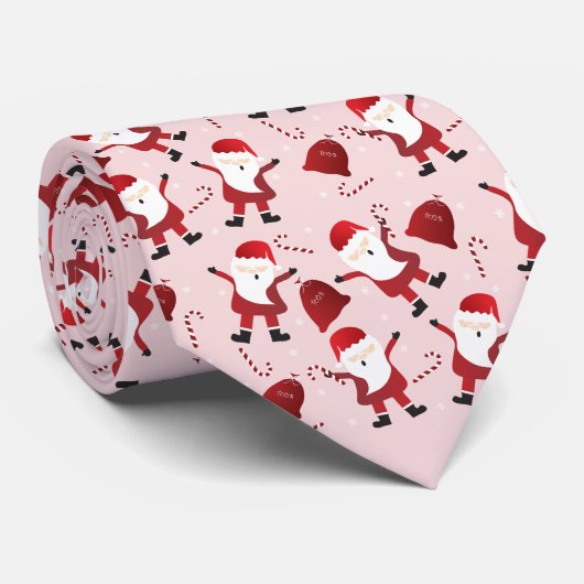 Santa Claus Pattern Candy Canes Red White Krawatte (Gerollt)
