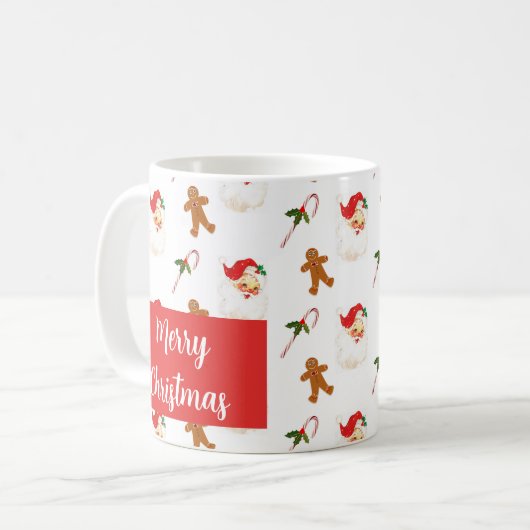 Santa Claus Pattern Frohe Weihnachten Kaffeetasse (Vorderseite Links)