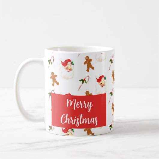 Santa Claus Pattern Frohe Weihnachten Kaffeetasse (Links)