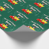 Santa Claus penguin cartoon in truck fun Christmas Geschenkpapier (Ecke)