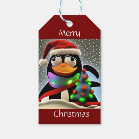 Santa Claus Penguin Geschenkanhänger (Vorderseite)