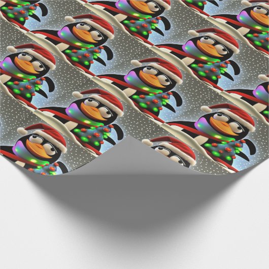 Santa Claus Penguin Pattern Geschenkpapier (Ecke)
