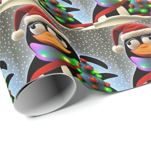 Santa Claus Penguin Pattern Geschenkpapier (Rolleneckpunkt)