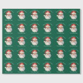 Santa Claus Personalisiert Green Kids Weihnachten Geschenkpapier (Flach)