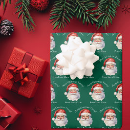 Santa Claus Personalisiert Green Kids Weihnachten Geschenkpapier Set