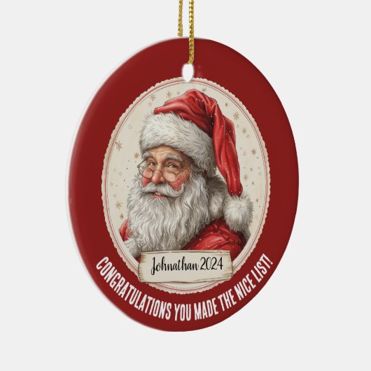 Santa Claus Personalisiert Nice List Ornament (Rechts)