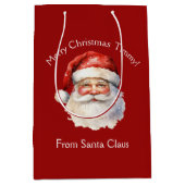 Santa Claus Personalisiert Red Kids Weihnachten Mittlere Geschenktüte (Vorderseite)
