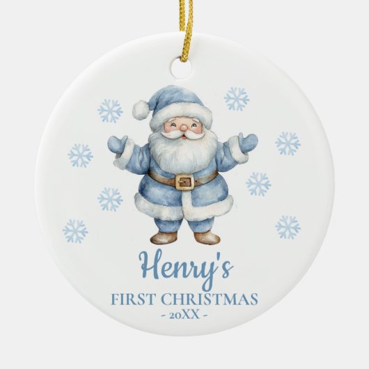 Santa Claus Personalized Baby's First Christmas Keramik Ornament (Vorne)