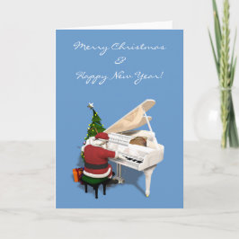 Santa Claus Pianist Feiertagskarte
