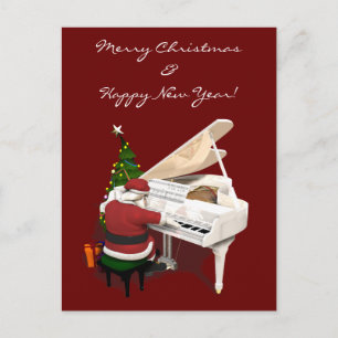 Santa Claus Pianist Feiertagspostkarte