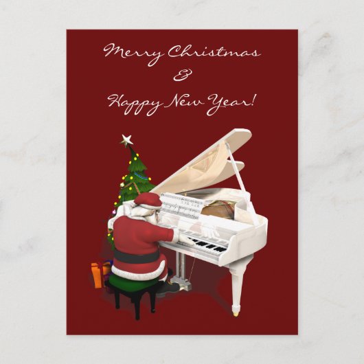 Santa Claus Pianist Feiertagspostkarte (Vorderseite)