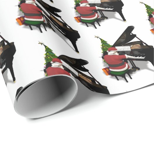 Santa Claus Piano Geschenkpapier (Rolleneckpunkt)