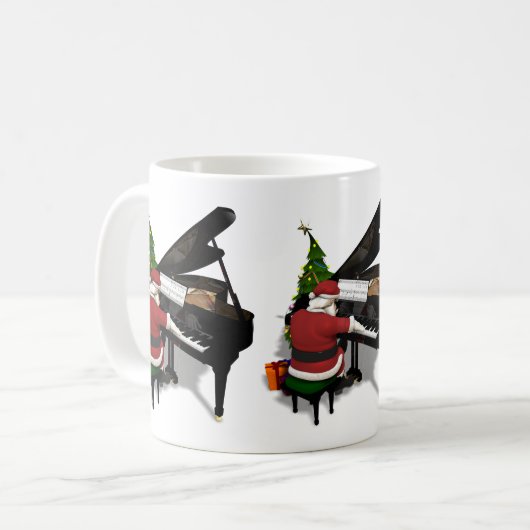 Santa Claus Piano Kaffeetasse (Vorderseite Links)