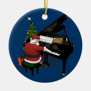 Santa Claus Piano Keramikornament