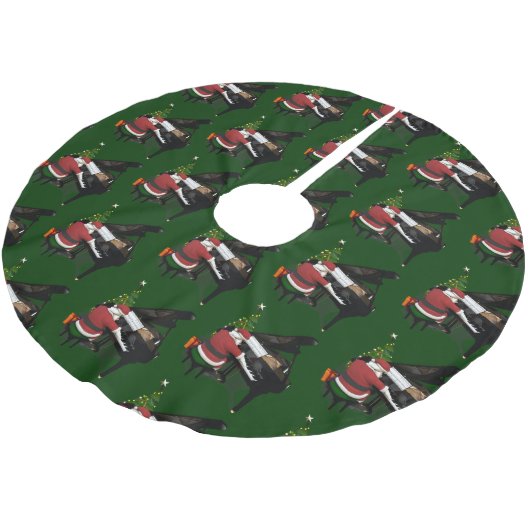 Santa Claus Piano Polyester Weihnachtsbaumdecke (Schrägansicht)