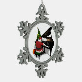 Santa Claus Piano Schneeflocken Zinn-Ornament (Links)