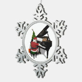 Santa Claus Piano Schneeflocken Zinn-Ornament (Rechts)