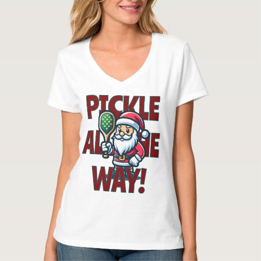 SANTA CLAUS Pickle den ganzen Weg! Pickleball Masc T-Shirt (Vorderseite)