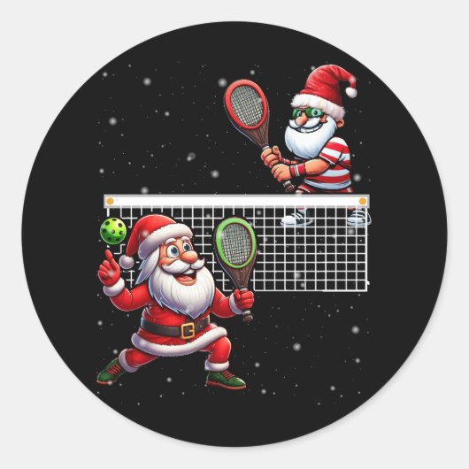 Santa Claus Pickleball Lover Merry Christm Runder Aufkleber (Vorderseite)