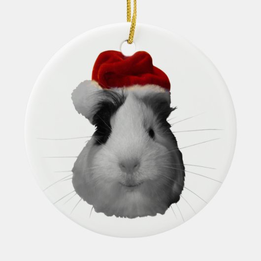 Santa Claus Pig Guinea Pig Christmas Holidays Keramik Ornament (Vorne)