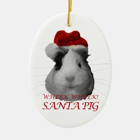 Santa Claus Pig Guinea Pig Christmas Holidays Keramikornament (Vorne)